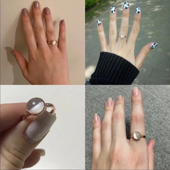 New Women’s 18K Rose Gold Plated Round Opal Ring - Picture 8 of 8